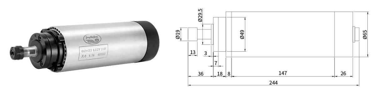 0.8 ኪ.ቲ አየር ቀዝቅዝ Spindle ሞተር