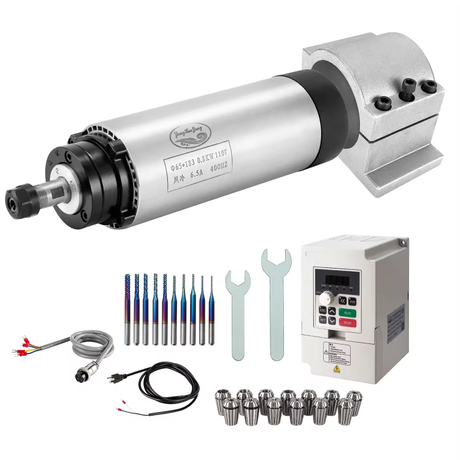 Zhong Hua Jiang ER11 0.8KW 65mm 110V/220V Round Air Cooled CNC Spindle Motor With VFD Kits for CNC Router Engraving Machine