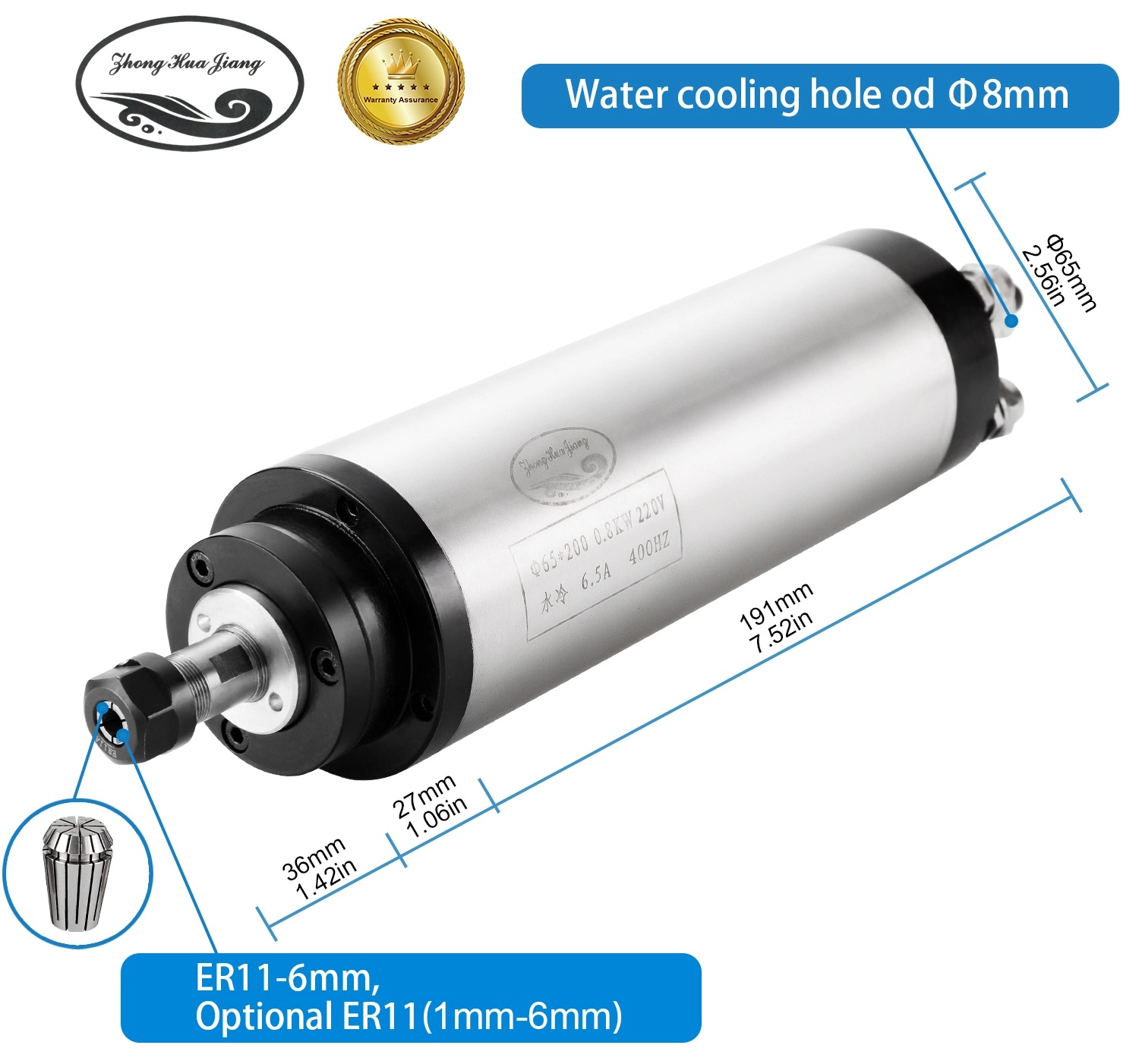 0,8 kW ūdens atdzesēta vārpstas motors