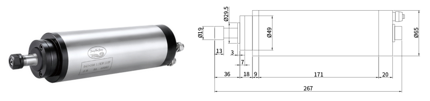 1,5 kW wassergekühlter Spindelmotor