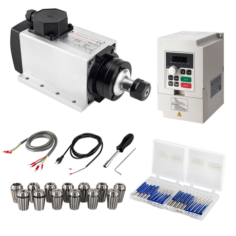 CNC Spindle Motor Kits, 1Set DIY 110V 2.2KW Air Cooled Spindle Motor Square CNC router 