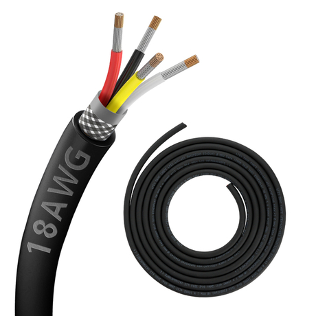Zhong Hua Jiang UL2464 18AWG 18/4 4 Core Cable Speaker Wire CNC Shielded Wire for CNC Router Machine CNC VFD Spindle, 3D Printer