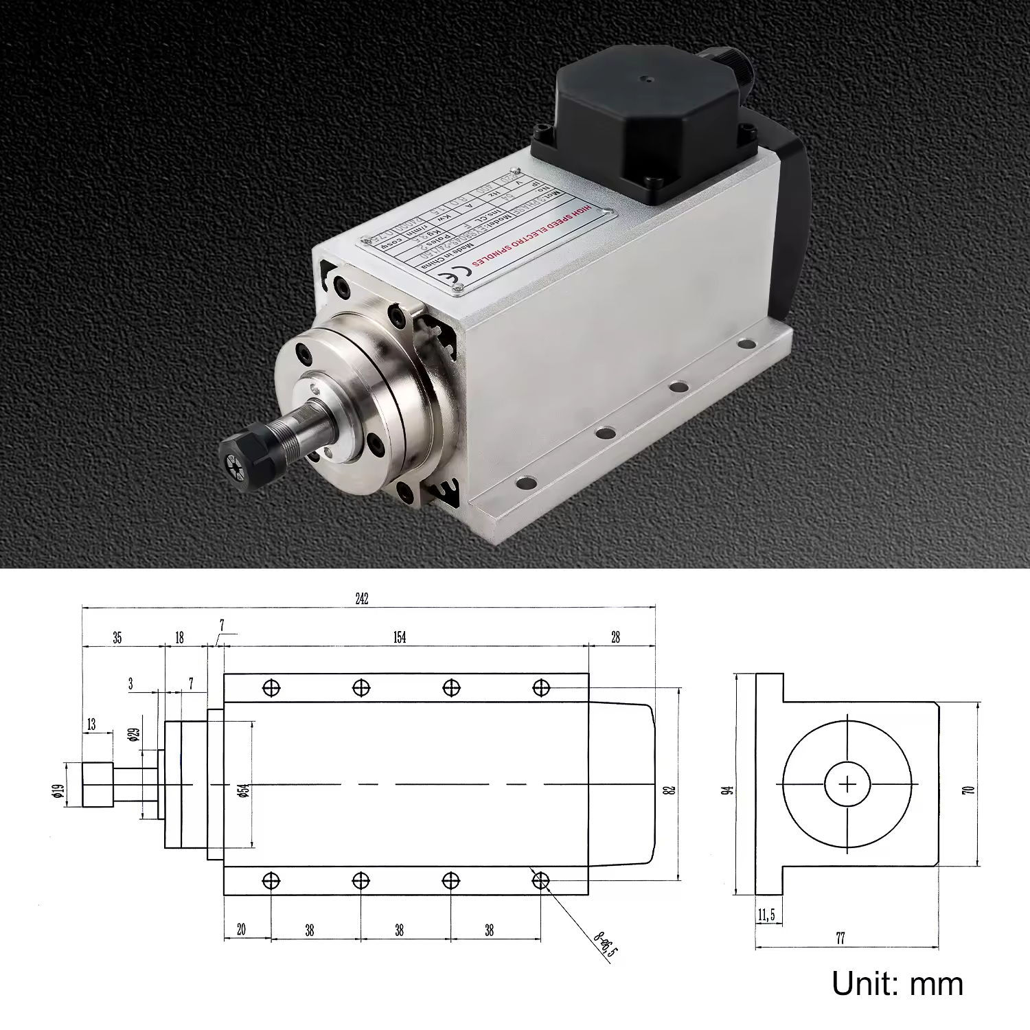 Luft gekühlte Spindelmotor